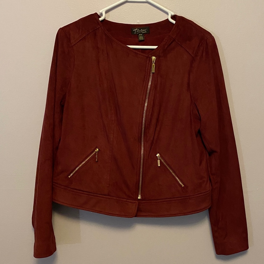 Maroon faux suede jacket